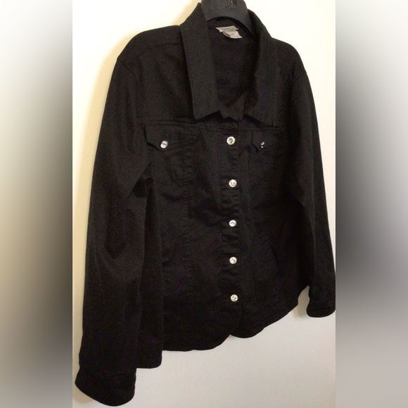 Isaac’s design cotton Lycra black jacket with jeweled buttons size 2XL - Picture 4 of 5